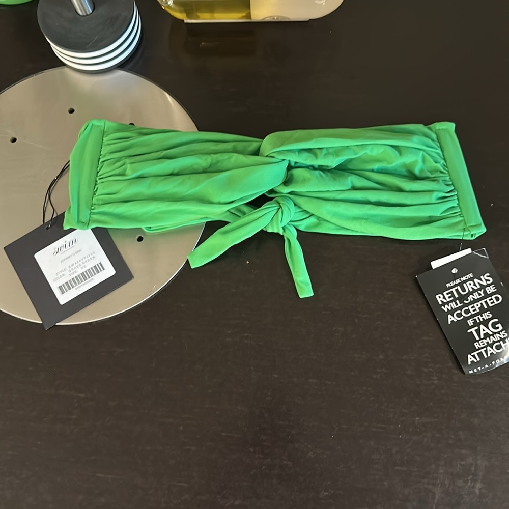 Norma Kamali GREEN Johnny D Tie Back Bikini Top New